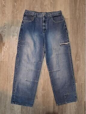 South Pole Jeans Baggy Fit Straight Size 38 X 31 90’s Mens Patch Denim Vintage